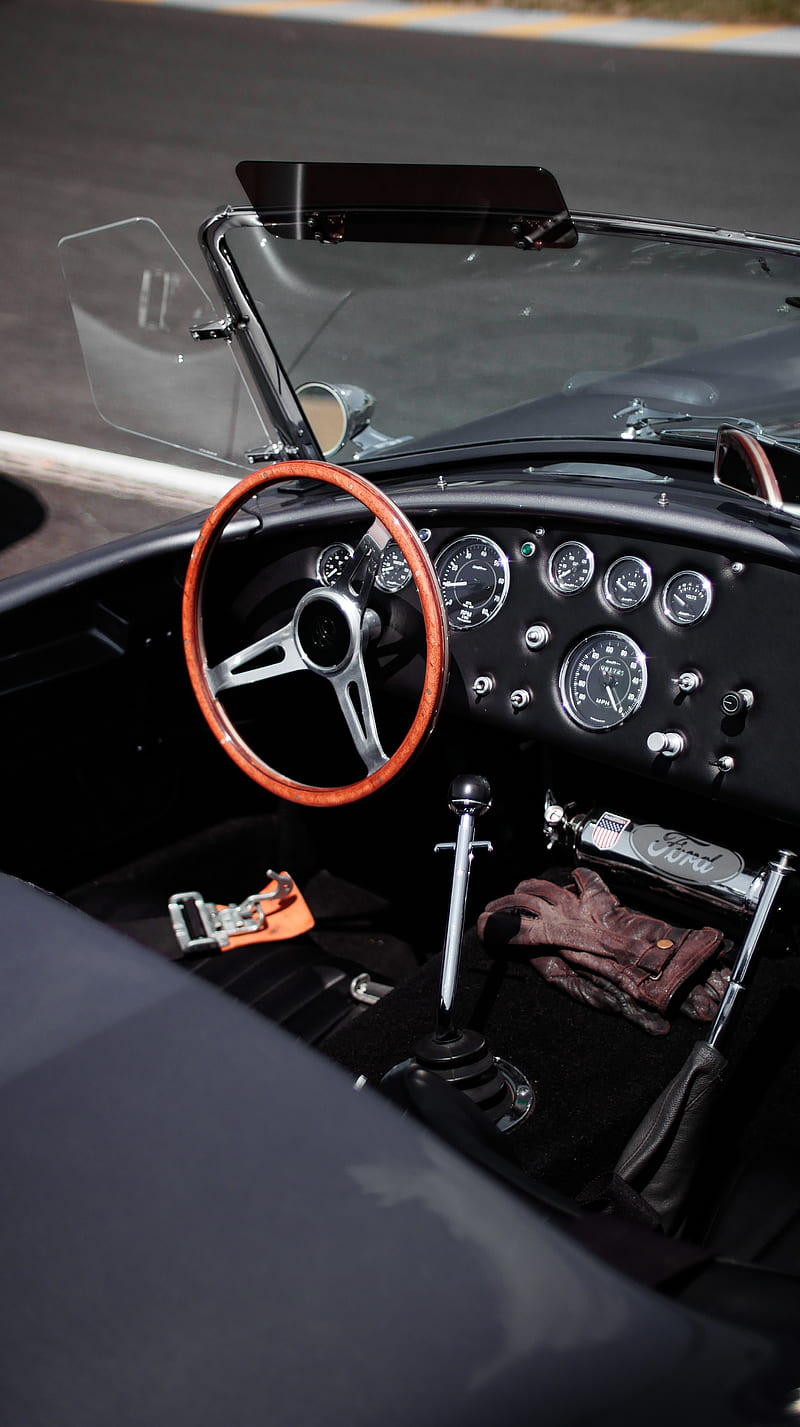 car, retro, salon, steering wheel, speedometer, panel, HD phone wallpaper