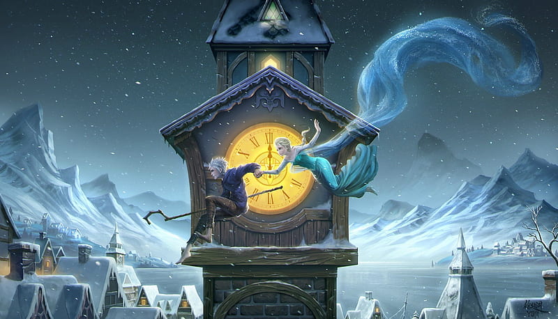 Elsa y jack frost, luminos, chico, elsa, amarillo, reloj, jack frost,  invierno, Fondo de pantalla HD | Peakpx