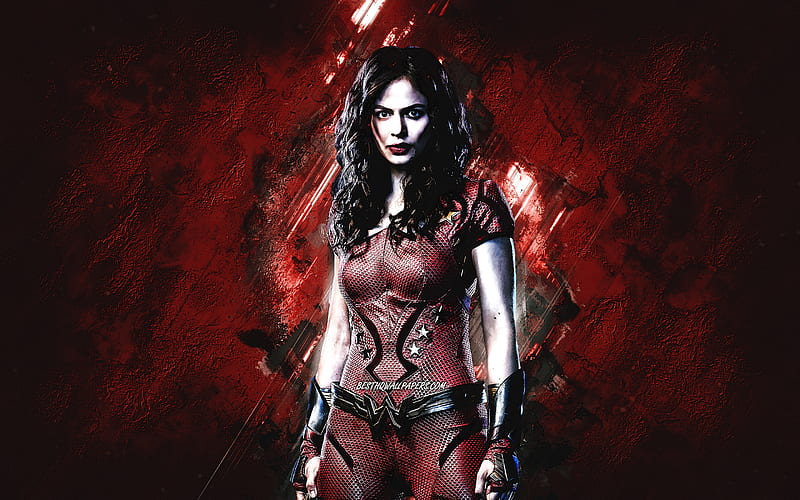 Donna Troy, superhero, Titans, Conor Leslie, red stone background, grunge art, HD wallpaper