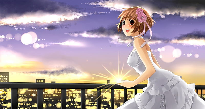 Anime Bride, dress, scenic, sun, brown, bride, anime, hot, anime girl,  scenery, HD wallpaper | Peakpx