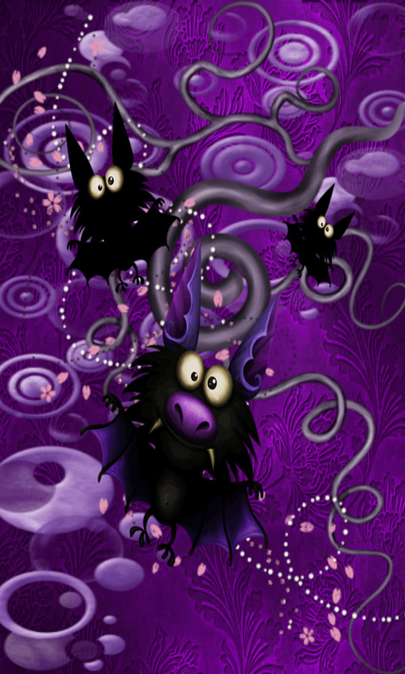 Halloween, bat, purple, HD phone wallpaper