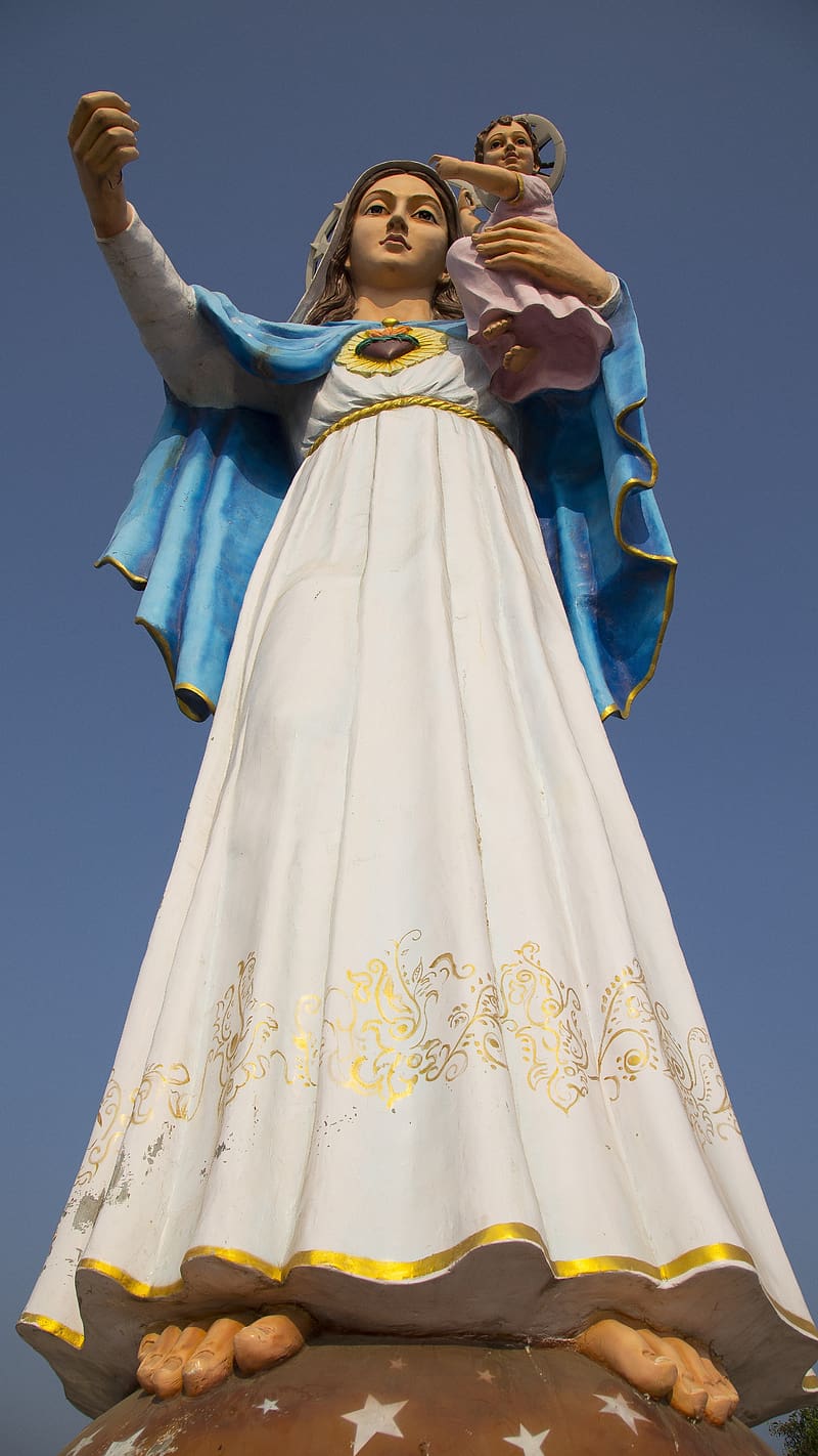 Mother Mary Big Statue, mother mary , big statue, baby jesus, blessed, virgin mary, HD phone wallpaper