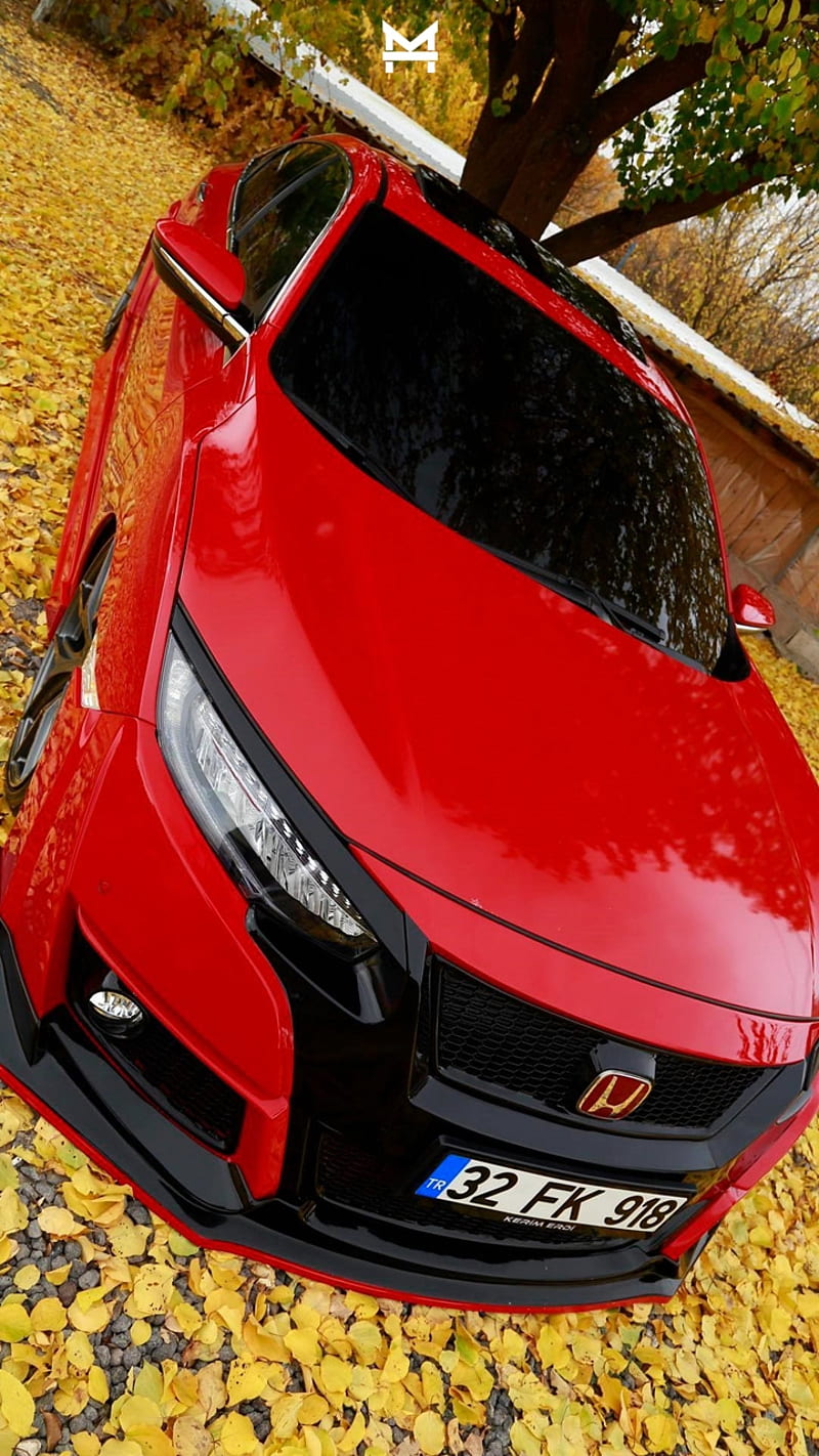 Honda Civic FC5 RS, typer, vtec, ivtec, red, car, vehicle, HD phone wallpaper