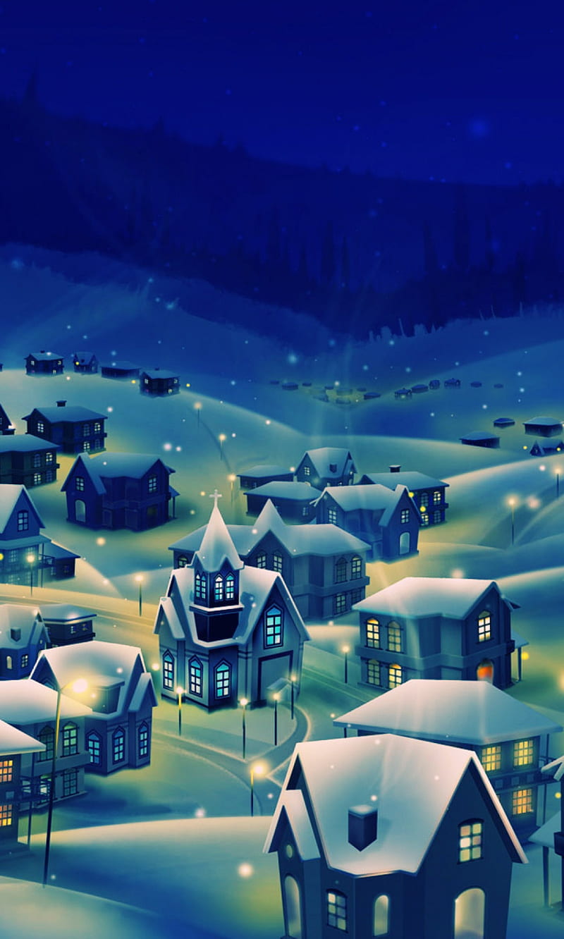 Christmas Village, snow, winter, HD phone wallpaper | Peakpx