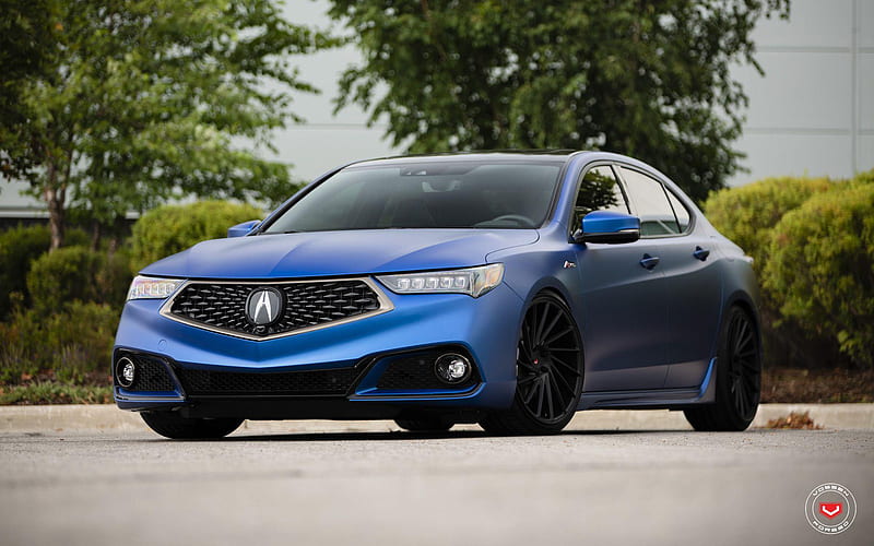 Acura TLX, tuning, 2018 cars, Vossen Wheels, VPS-305T, blue TLX, Acura, HD wallpaper
