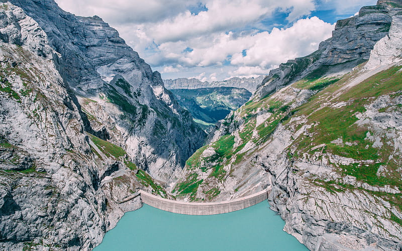 Mauvoisin Dam Swiss Alps, Europe, Switzerland, Alps, mountains, HD wallpaper