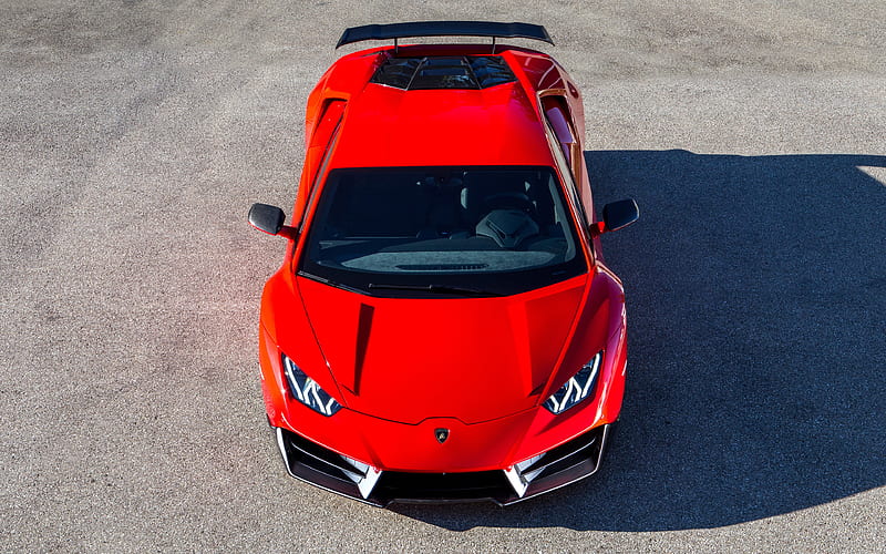Lamborghini Huracan, Novitec Torado, red supercar, top view from the front, exterior, red new Huracan, Italian sports cars, Lamborghini, HD wallpaper