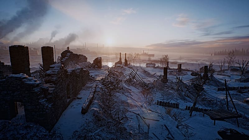 Landscape, Winter, Battlefield, Sunrise, Ruin, Video Game, Battlefield 1, HD wallpaper