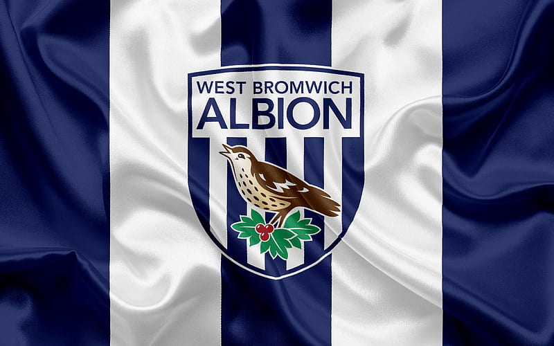 West Bromwich Albion, Football Club, Premier League, football, West Bromwich, UK, England, flag, West Bromwich emblem, logo, English football club, HD wallpaper