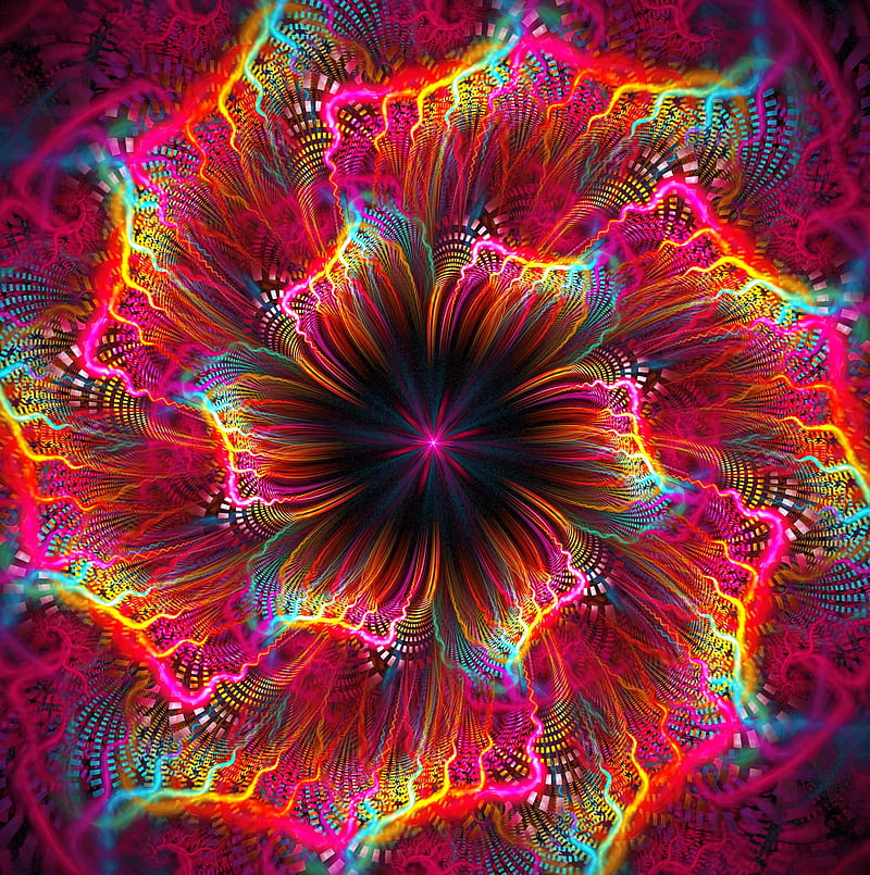 fractal, flower, colorful, bright, abstraction, HD phone wallpaper