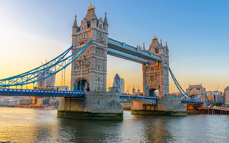 Tower Bridge sunset, River Thames, London, England, UK, HD wallpaper