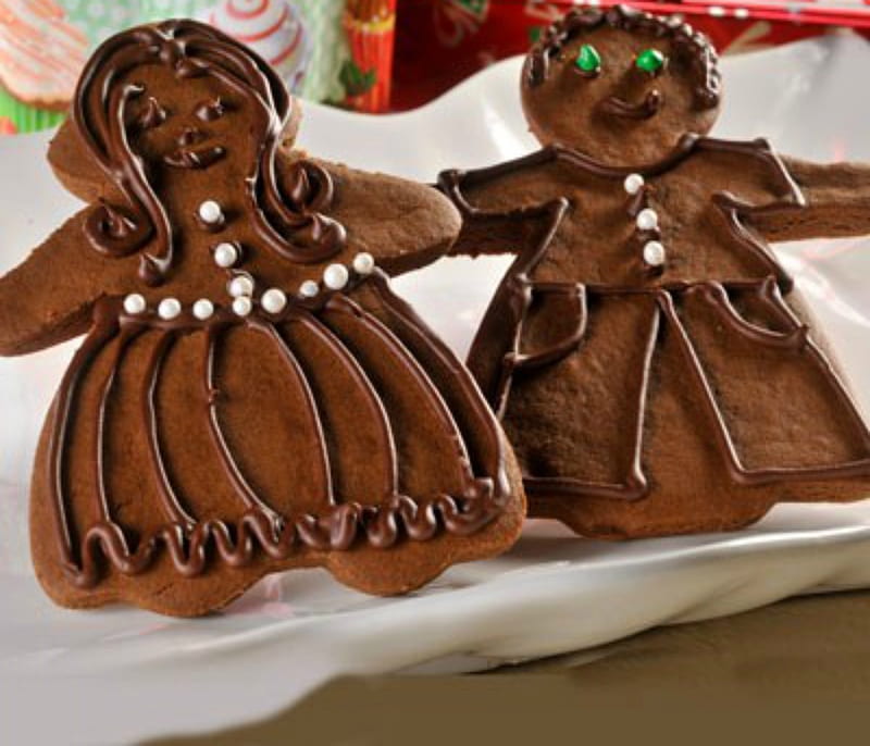Ginger Man And Woman, Man, Gingerbread, WOman, Brown, White, Cookies, HD wallpaper