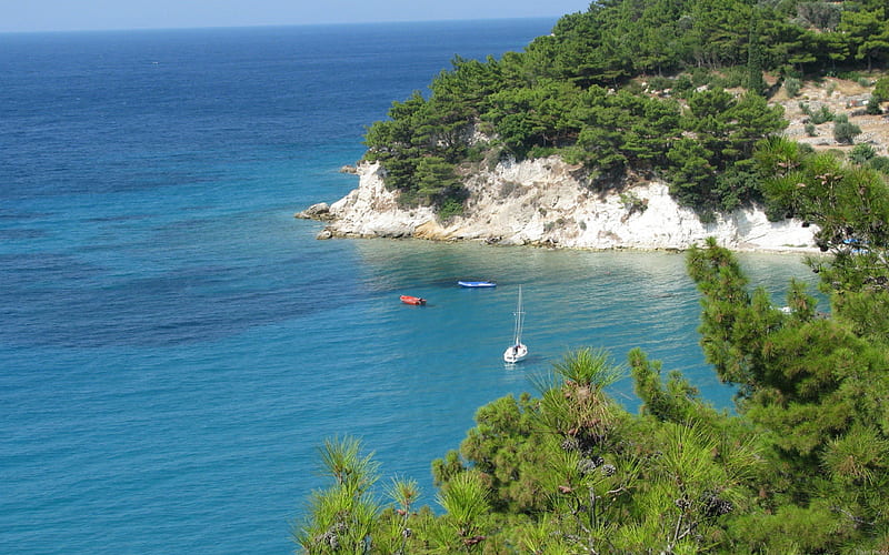 wonderfull coast greek island, greece, beach, wonderfull, holiday, sunny, coast, sea, HD wallpaper