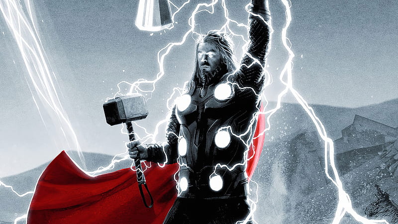 Thor Thunderart, thor, superheroes, artwork, digital-art, HD wallpaper