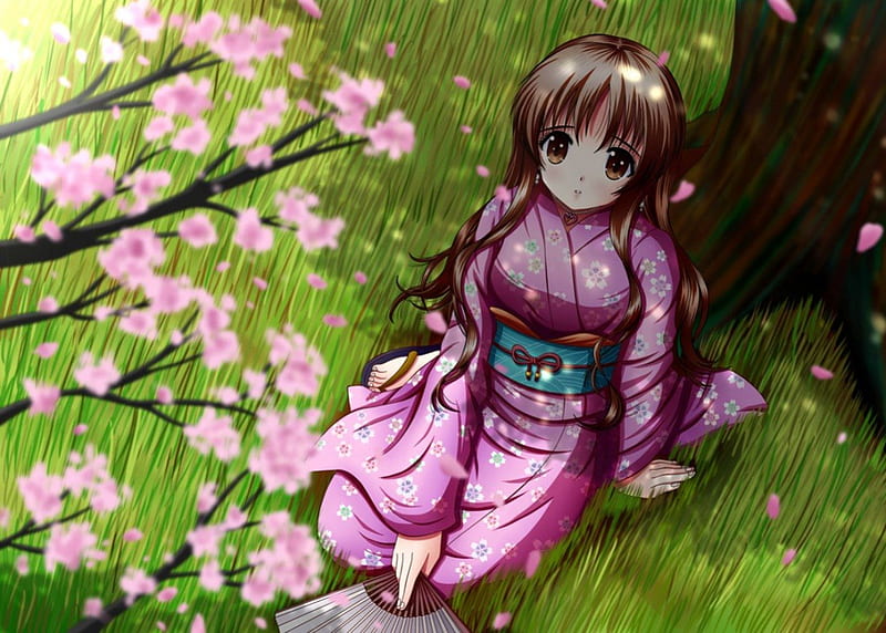 Sakura blossom, sakura, female, japanese, kimono, cherry blossom, sweet,  cute, HD wallpaper | Peakpx