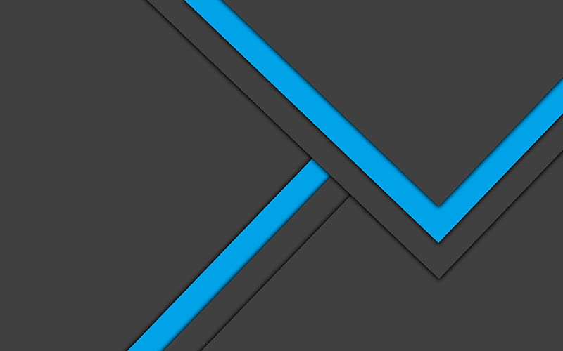 blue and gray, material design, android, lollipop, geometric shapes, creative, geometry, dark background, HD wallpaper