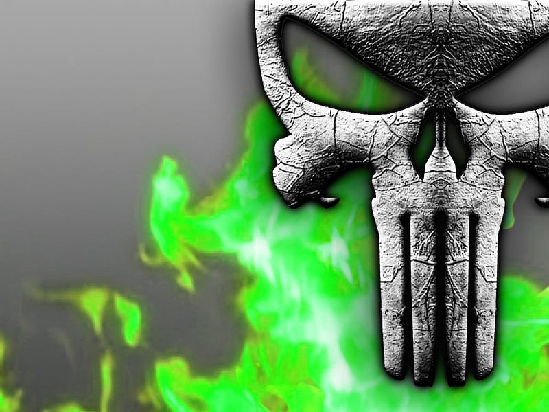 NEON PUNISHER, the punisher, neon, skulls, flame, HD wallpaper