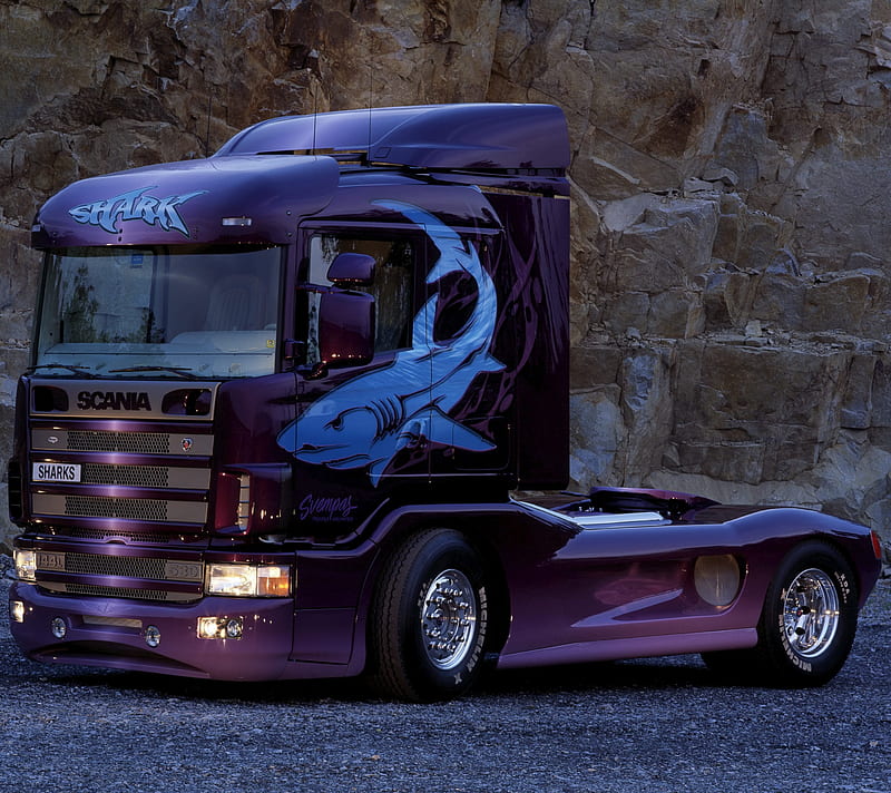 Scania, purple, sharks, sweden, trucks, HD wallpaper | Peakpx