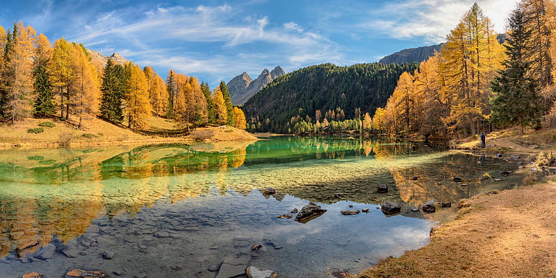 Lai Da Palpuogna Lake In Switzerland , autumn, lake, nature, switzerland, HD wallpaper