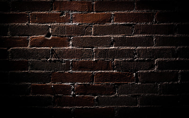 black brickwall, close-up, black bricks, bricks textures, black brick wall, bricks, wall, HD wallpaper