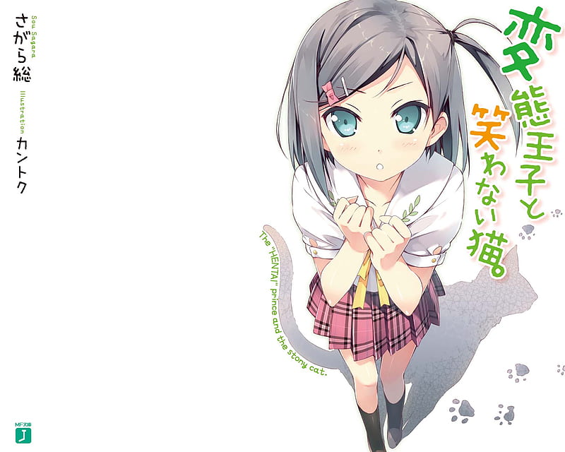 anime girl, short hair, nyan koi, uniform, blue eyes, HD wallpaper