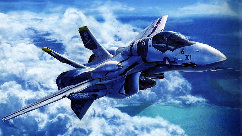 fighter plane, pilot, blue sky, clouds, sea, HD wallpaper