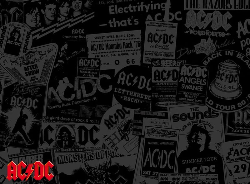 AC DC , rock, hard rock, music, band, black, collage, acdc, ac dc, HD wallpaper