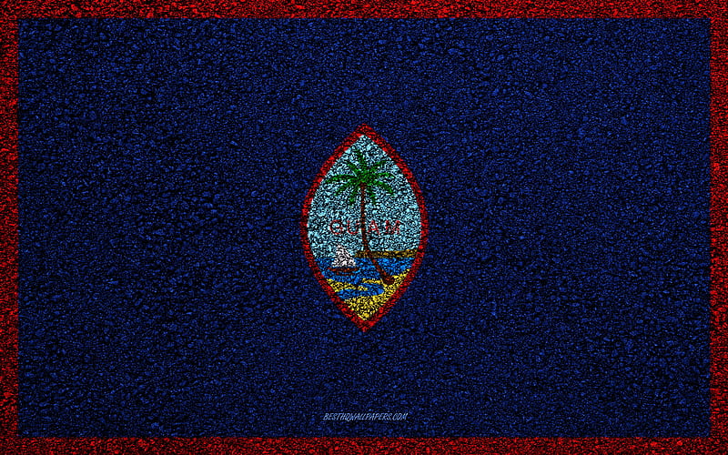 Flag of Guam, asphalt texture, flag on asphalt, Guam flag, Oceania, Guam, flags of Oceania countries, HD wallpaper