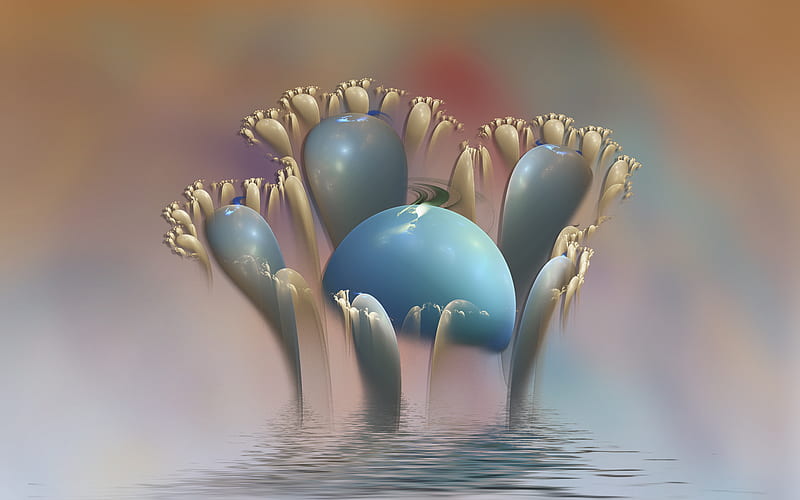Atomic Mushroom, mushroom, water, blue, atomic, HD wallpaper