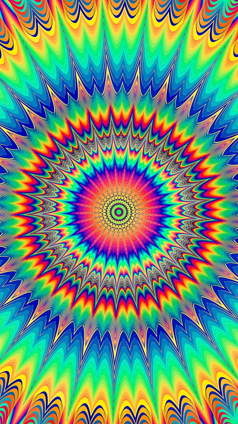 Mandala, blue, colorfull pink, colors, green, neon, purple, sun, yellow, HD phone wallpaper
