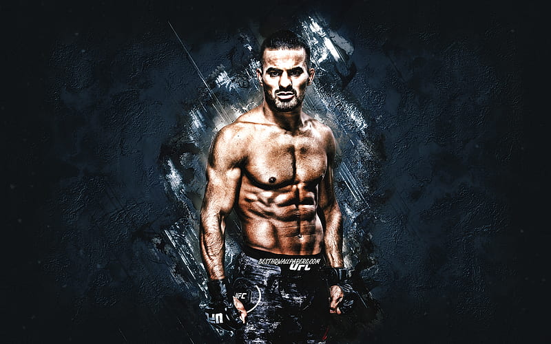 Khalid Taha, The Warrior, MMA, UFC, German fighter, portrait, blue stone background, Ultimate Fighting Championship, HD wallpaper