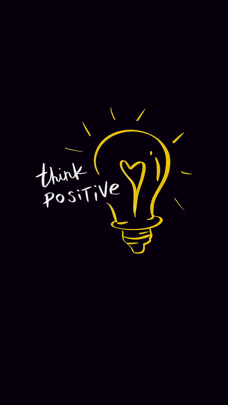 think positive wordart, black, positivity, quote, simple, words, HD phone wallpaper