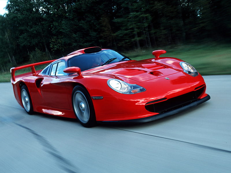 red supercar, red, grass, silver alloys, two seater, mid engine, road, trees, lights, HD wallpaper