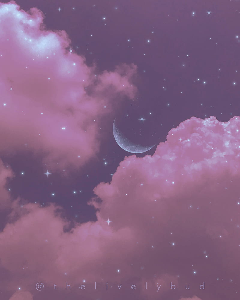 Aesthetic sky 4, android, clouds, iphone, moon, nature, pink, purple,  samsung, HD phone wallpaper | Peakpx