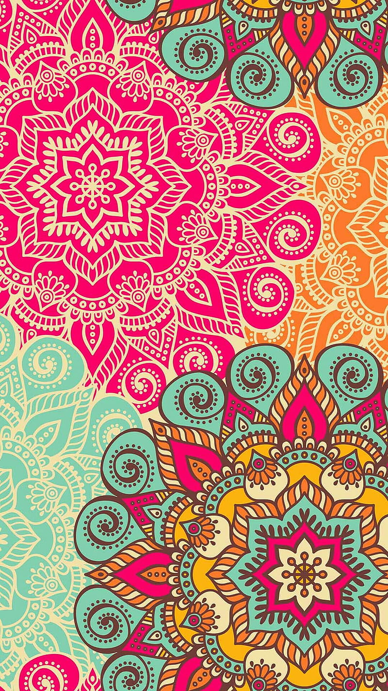 Mandala, colorful, flowers, HD phone wallpaper