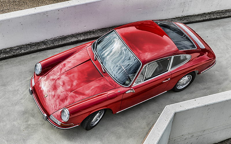 Porsche 911, parking, 1964 cars, retro cars, red Porsche 911, german cars, 1964 Porsche 911, R, Porsche, HD wallpaper