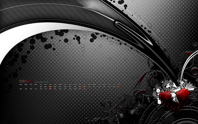 Black Rainbow-March 2012 calendar themes, HD wallpaper