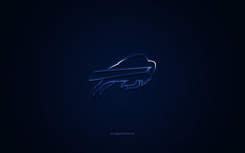 Buffalo Bills, American football club, NFL, blue logo, blue carbon fiber background, American Football, Buffalo, New York, USA, National Football League, Buffalo Bills logo, HD wallpaper