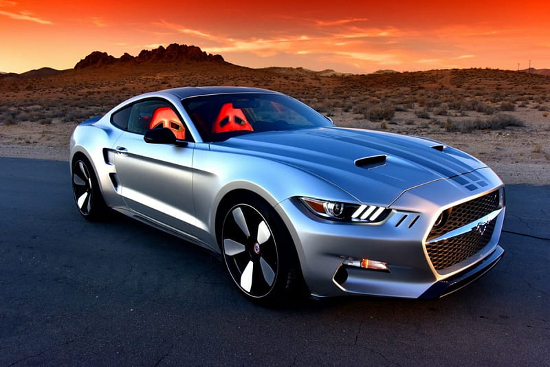 Galpin’s 2015 Rocket Coupe Mustang: An Art Form in Its Own Right, Silver, Coupe, Ford, Red Interior, HD wallpaper