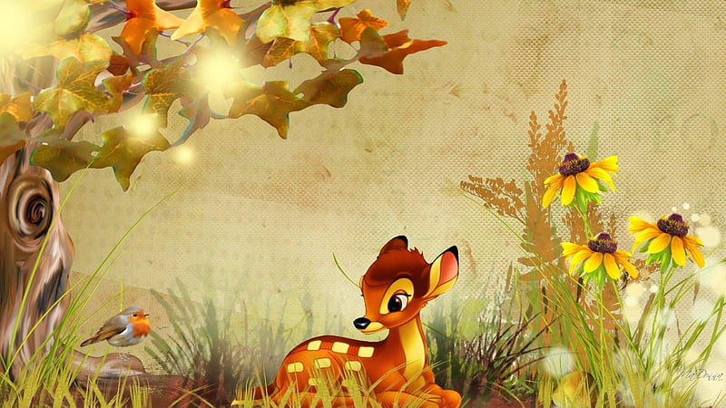 Caer con bambi, bambi, disney, ciervos, otoño, hojas, pintura, Fondo de  pantalla HD | Peakpx