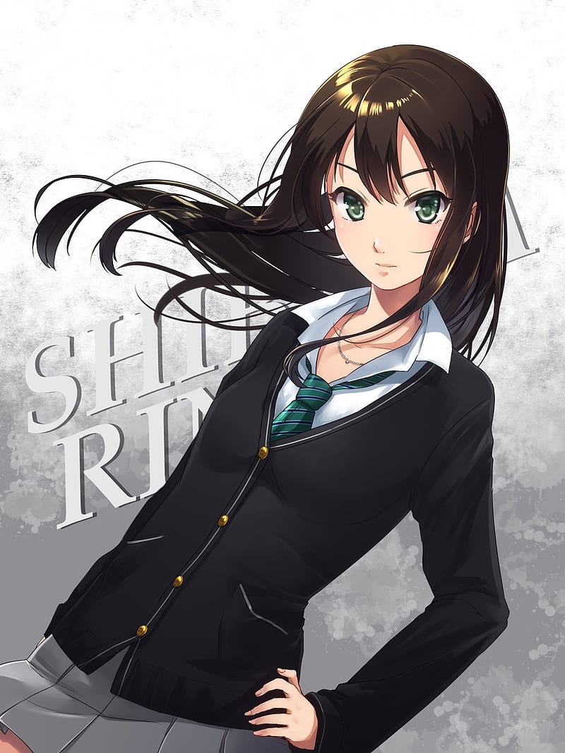 anime, anime girls, Shibuya Rin, sweater, green eyes, long hair, HD phone wallpaper