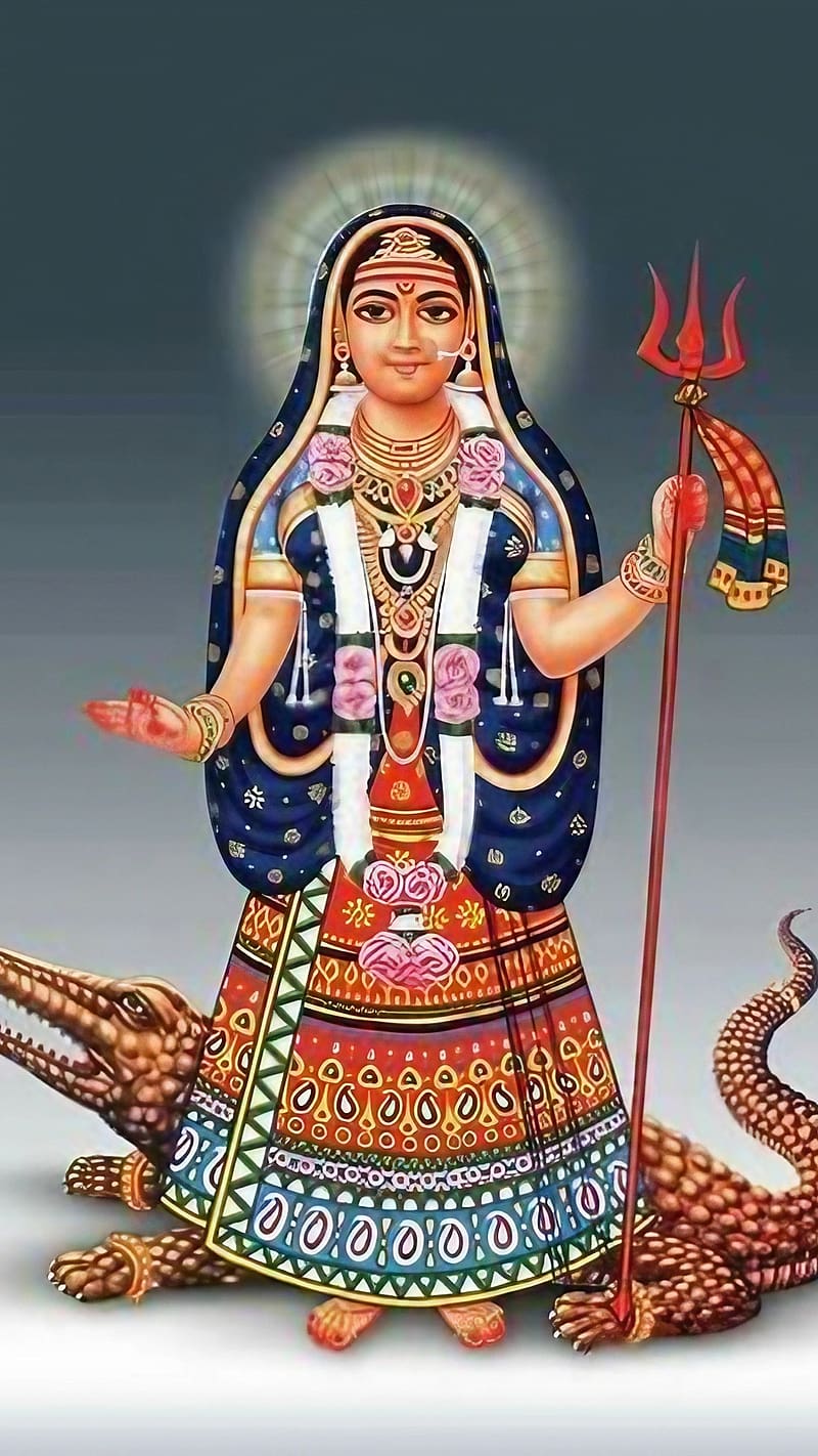 Khodiyar Maa Na, Grey Background, gujarati goddess, HD phone wallpaper