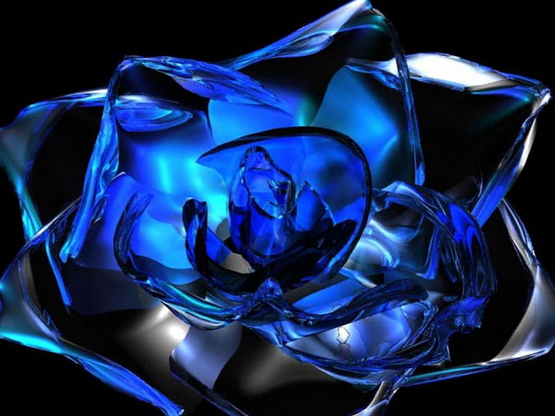 Blue Glass Rose, Very Cool, Rose, Blue, Glass, HD wallpaper