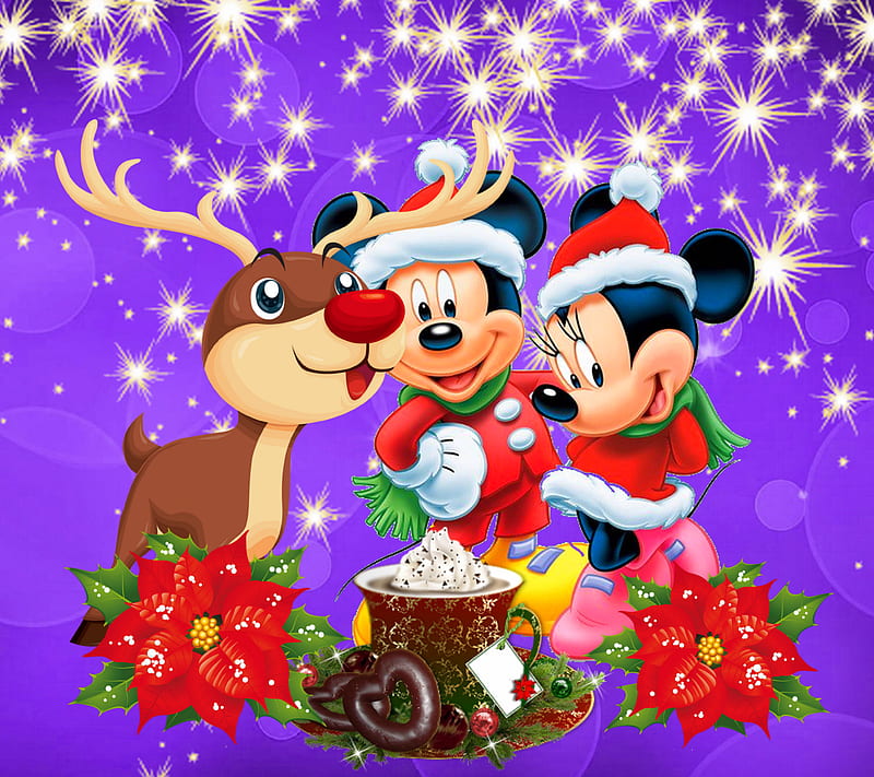 Disney christmas, disney, merry christmas, miki mouse, snowflake, winter,  xmas, HD wallpaper