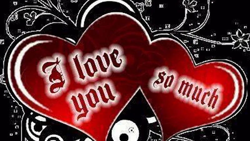 1080P Free Download Red Heart I Love You So Much In Black Background 