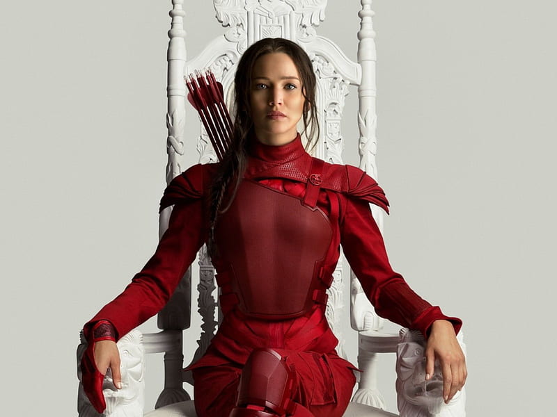 The Hunger Games - Mockingjay - Part 2 (2015), red, The Hunger Games, movie, Mockingjay, woman, fantasy, girl, actress, Jennifer Lawrence, white, HD wallpaper