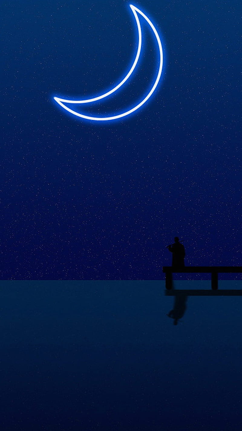Moon, black, dark, girl, lazy, mid night, nice, ok, HD phone wallpaper