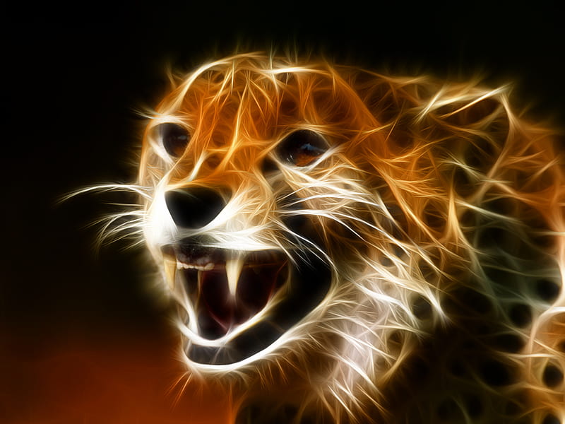 Fractal Cheetah, cheetah felidae, cat, acinonyx, entropy, fast, HD wallpaper