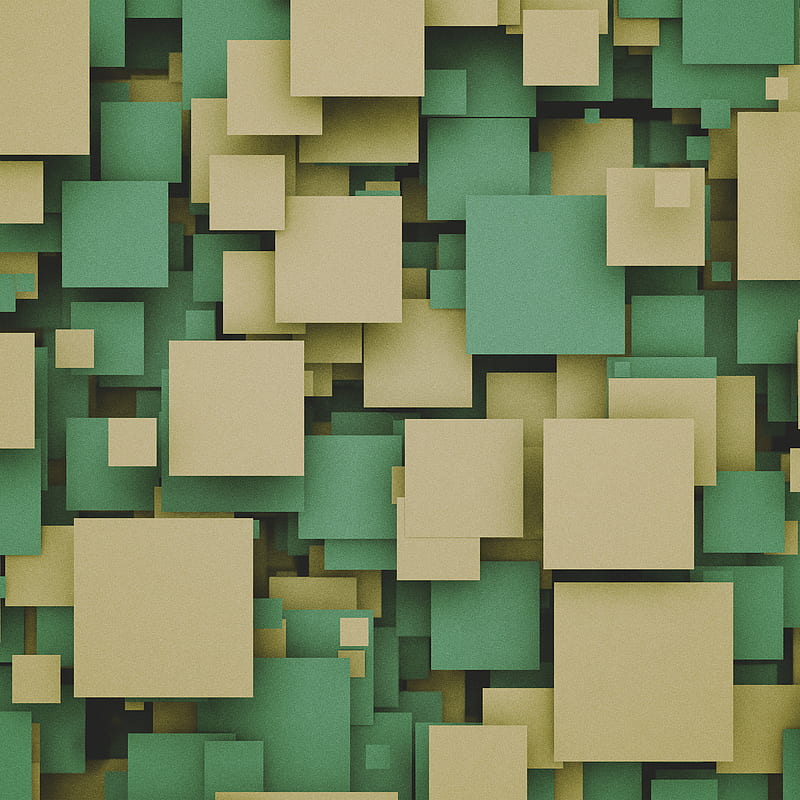 Squares, 3d, abstract, background, gold, green, pattern, texture, HD phone wallpaper