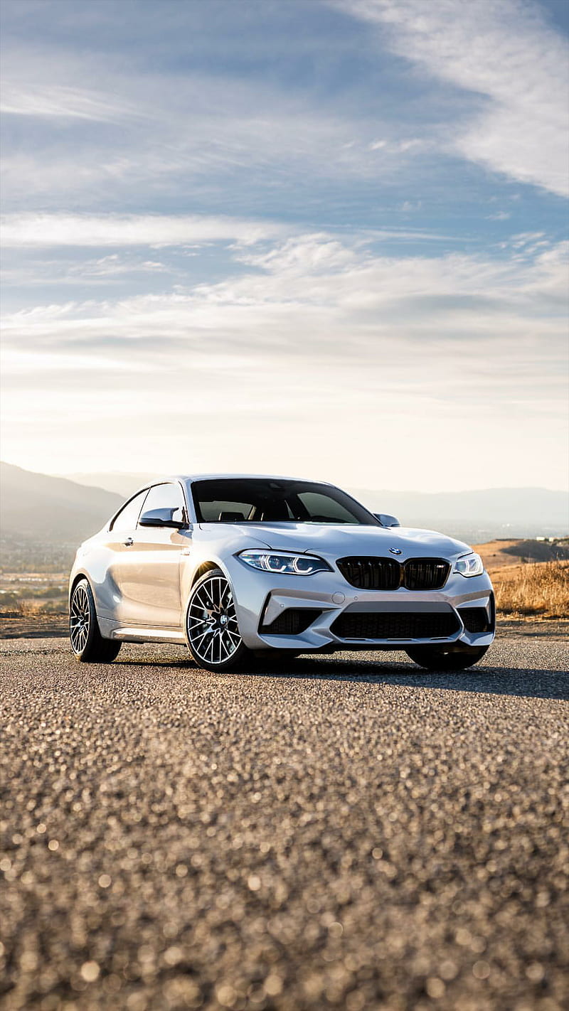 M2 Competition, bmw, white, car, supercar, sports, america, new, mountains, HD phone wallpaper